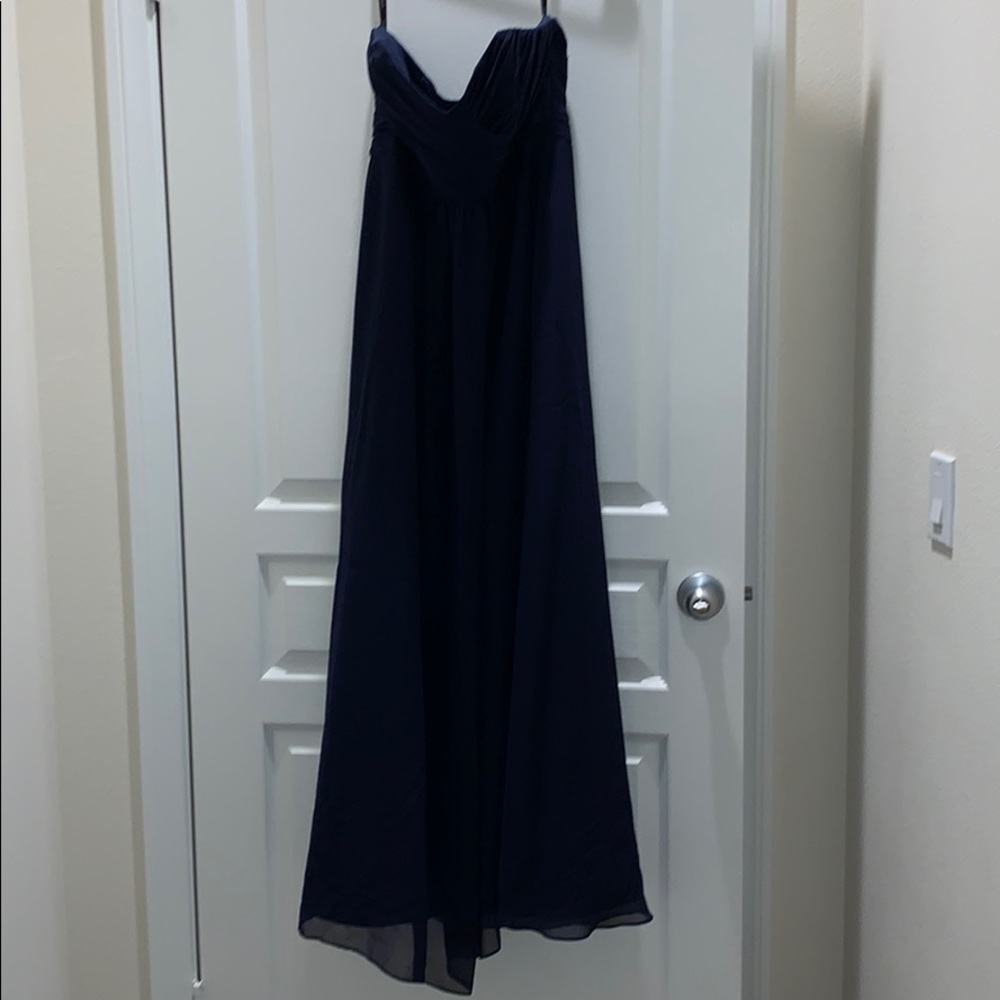 Strapless navy Alfred Angelo Bridesmaid dress